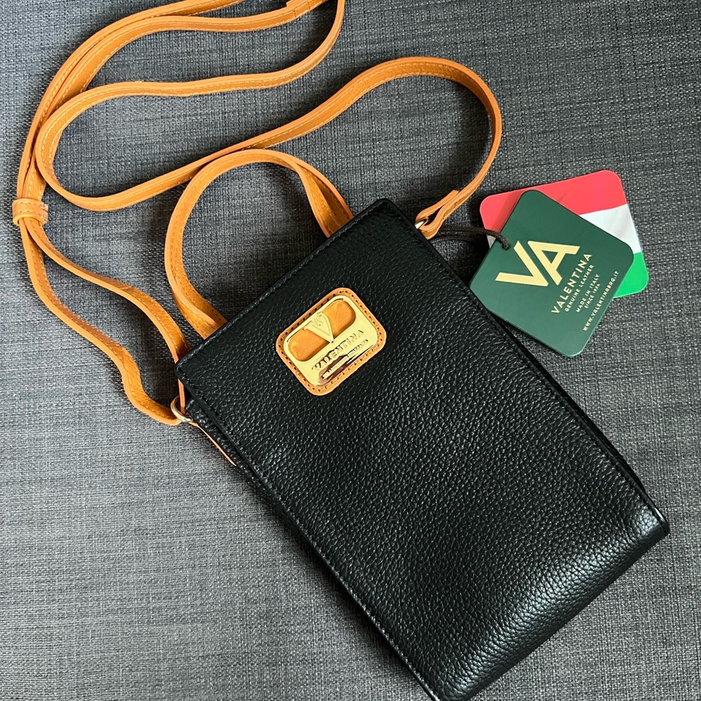 NWT VALENTINA LEATHER CROSSBODY SHOULDER BAG PHONE CASE PURSE - Picture 1 of 6